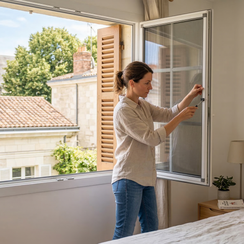 Installation d'une moustiquaire dans une chambre