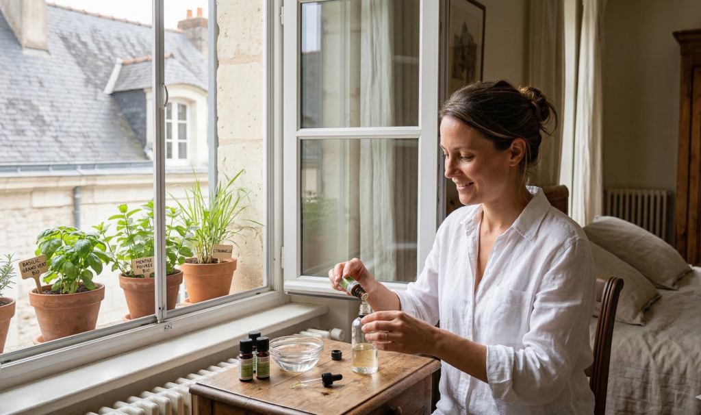 Préparation de remèdes naturels anti-moustiques avec des huiles essentielles
