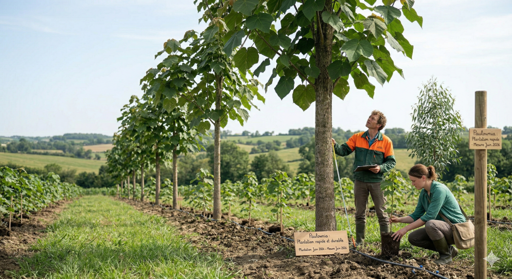 Culture de paulownias en pleine croissance rapide