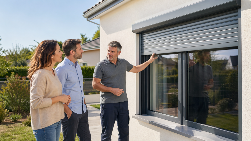 Installation de volet roulant rénovation sur maison moderne